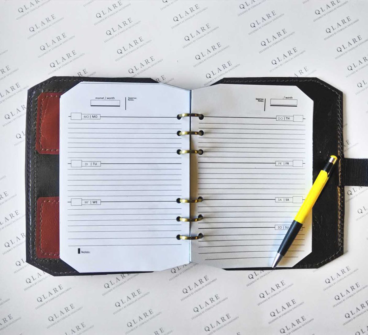leather daily planner 2022 collection stas qlare shvechkov